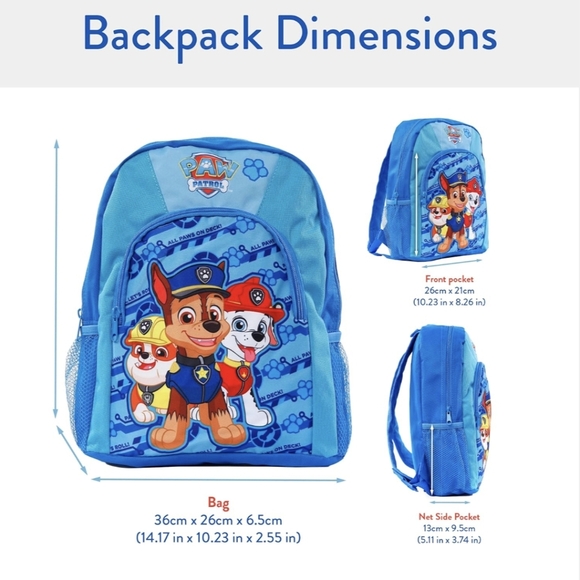 PAW Patrol Bundle Blue Backpack with Plush Rubble, & Chase & Marshall Pez - Picture 15 of 16